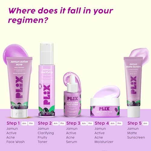 Image of PLIX - THE PLANT FIX Jamun Active Acne Regime with Toner & 0.5% w /w Salicylic Acid Cleanser to Unclog Pores & Reduce Acne