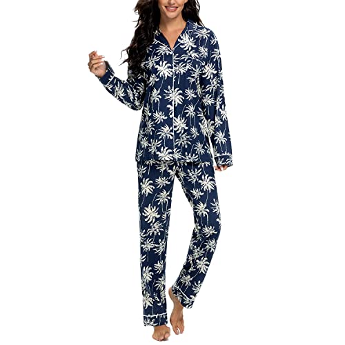 Image of Tugege Pajamas Set Long Sleeve Sleepwear Womens Button Down Nightwear Pj Sets