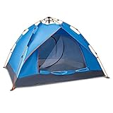 SA Products Pop Up Tent - Waterproof & Lightweight Single-Layer Spring Camping Tent for 3-4 People with Portable Canopy - For Beach, Hiking, Festival, Outdoor Use - Easy Set Up - 200x200x135cm