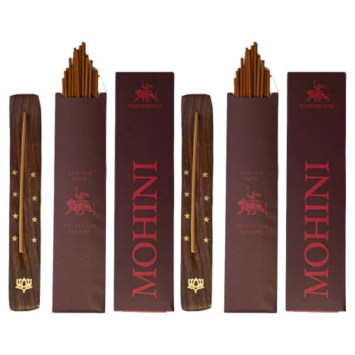 Image of Mohini Luxury Incense Sticks | 60 Bambooless Incense Sticks | Pure Sheesham Wood Stand | Long Lasting Fragrance | Complete Sensory Journey | Ethically Crafted | Pack of 2