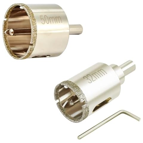 DaduoRi 1 1/4 Inch Diamond Hole Saw + 2 Inch Hole Saw Diamond for Porcelain Tile, Stone, Ceramics Pot, Marble and Granite, Wet Use Cover