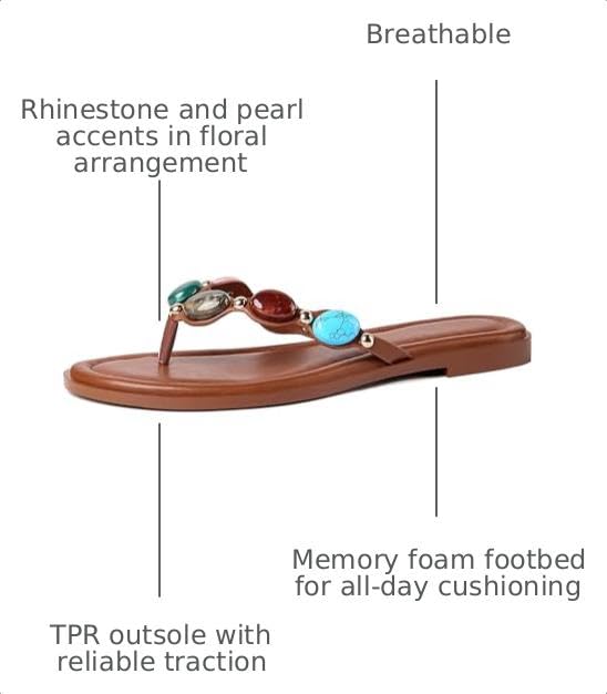 Image of DREAMSTORY Womens Beaded Flip Flops Beach Jeweled Thong Sandals