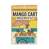 Tropical Mango Cart Vendor Vintage Summer Beach Fruit Metal Sign Print Aesthetic Room Decoration for Home Bedroom Kitchen Bar Dorm Bathroom 8x12 Inch