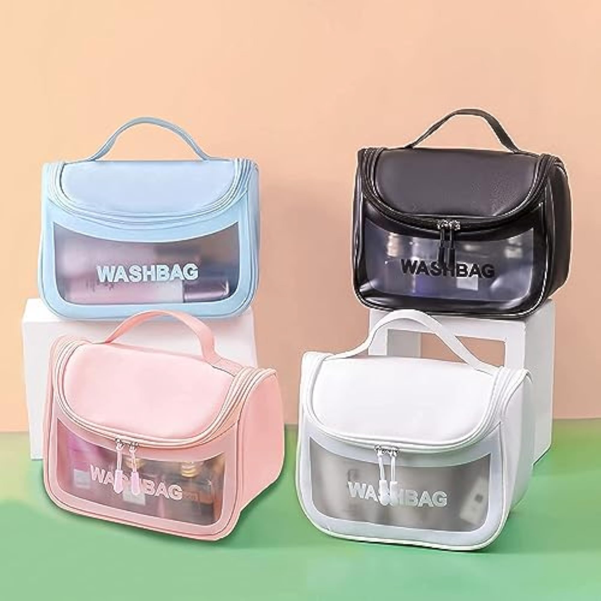 PVC Waterproof Makeup Cosmetic Bag, Travel Organizer for Bath Accessories