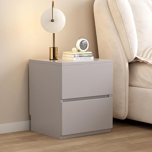 HJYBFA Mesita de Noche Blanca pequeña para Dormitorio, Madera compacta, Spaces (Gris Claro, 25 x 40 x 50 cm)