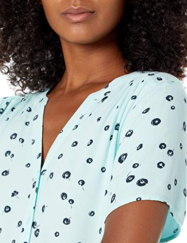 Amazon Essentials Women's Short-Sleeve Woven Blouse Shirt, -Aqua Poppy, XX-Large - image 3
