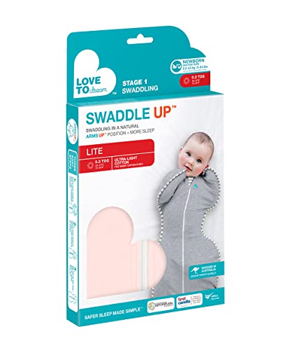 Image of Love To Dream Swaddle UP, Baby Sleep Sack, Twin Zipper For Easy Diaper Changes, Arms UP Position, Hip-Healthy, Lightweight & Breathable, Sleeping Bag, Moderates Ideal Temps 24-27C, 3-6M, Light Pink