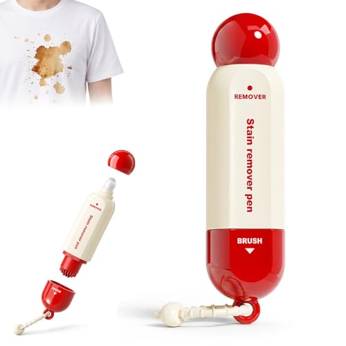 Image of Double-Headed Instant Stain Remover Pen - Dual-Tip Waterless Stain Remover for Oil, Wine & Food Stains, Compact Travel Spot Cleaner for Clothes, Office, Car, Home,1 Pcs - Red