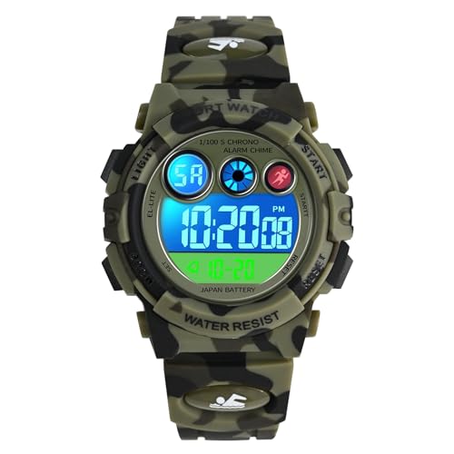 Image of Dayllon Kids Digital Watch,Boys Digital Outdoor Sport Waterproof Watch,with Calendar 12 /24H Alarm 7 Colorful Backlight Stopwatch Wristwatch for 3-15 Years Old