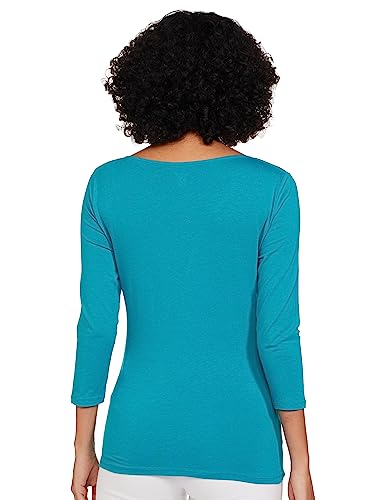 Image of Marks & Spencer Womens Solid Cotton Blend Boat Neck Slim Fit T-Shirt