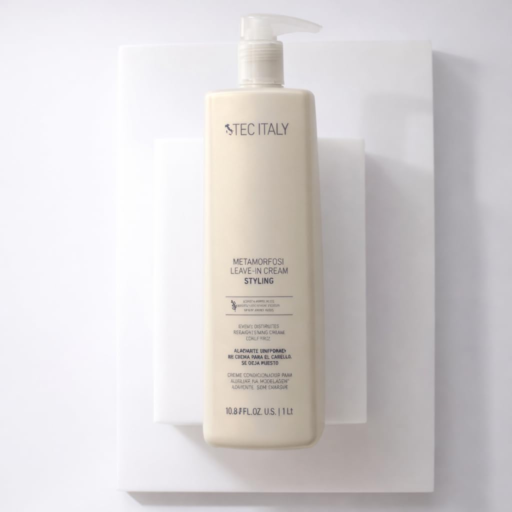 Tec Italy Metamorfosi Curl Defining Leave-In Cream 33.8 fl oz (1 L), for Wavy & Curly Hair, Anti-Frizz, Hydrating, Soft Hold, 33.81fl oz (1L)