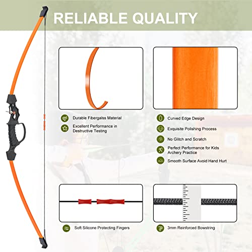 Aimdor Archery Kids Bow And Arrow Set Youth Bow And Arrow Birthday Gift Bow Kids Bow Beginner Bow Practice Bow With 8 Arrows And Accessories For Outdooor Practice Orange #TOP3