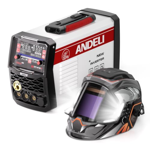 ANDELI Poste à souder 6 en 1 230V – MIG Pulse/TIG HF/Plasma/MMA – 160A aluminium – 40A découpe,ANDELI Casque de Soudage Automatique Welding Helmet