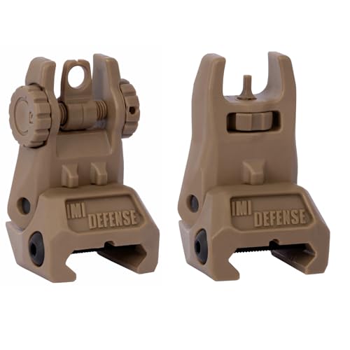 Flip Up Iron Sights – IMI Defense Backup Iron Sights, Picatinny Polymer Front & Rear Sights, Dual Aperture, Fiber-Reinforced, FDE