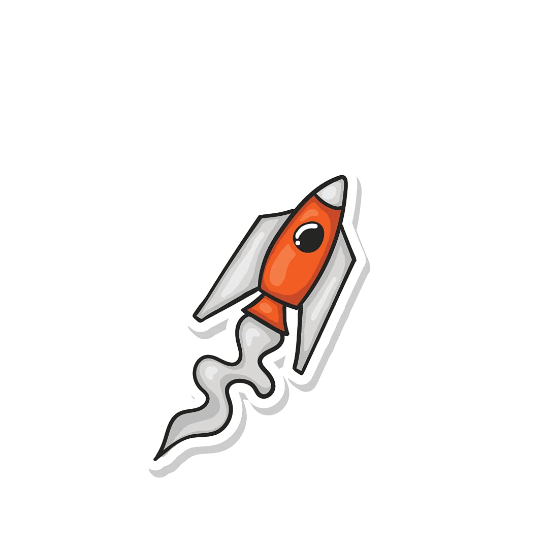 woopme Rocket Laptop Stickers for Kids Girls Boys Developers Programmers Vinyl Printed All Laptops Bottles Cars Bikes Stickers (Multicoloured)