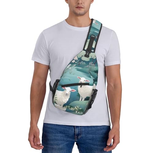 Bolso bandolera unisex con patrón flor de oveja miniatura 7
