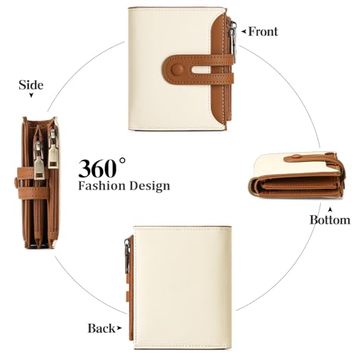 GAEKEAO Small Wallet for Women, Bifold RFID Blocking Credit Card Case Purse with Zipper Pocket3