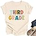 OCURHU Third Grade Teacher Shirts First Day of School Shirt for 3rd Grade Teacher Short Sleeve Graphic Tshirts Apricot-3 M