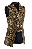 Men's Double Breasted Governor Vest Waistcoat VTG Brocade Gothic Steampunk/Brocade Gold (Large, Brocade Gold)