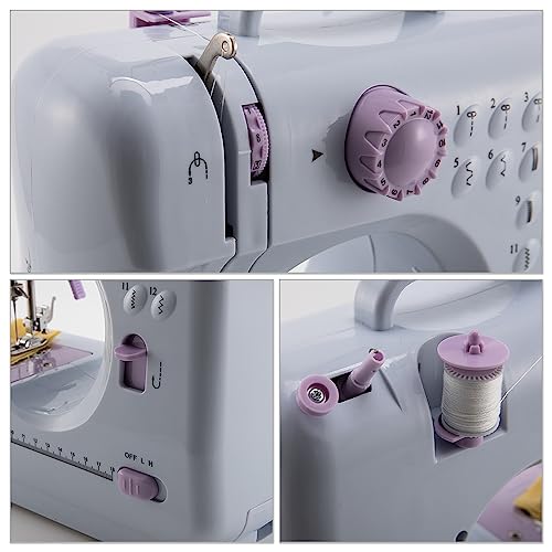 Miniatura 5 de Mini Máquina De Coser Máquina De Coser Portátil Para Principiantes Adultos, Máquina De Coser Eléctrica Para Coser Seda Denim Lana Cuero