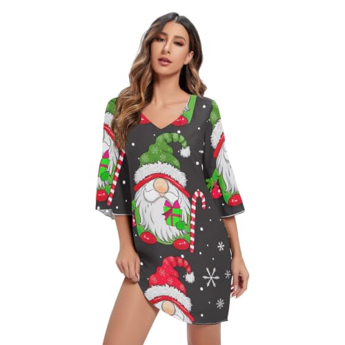 Robe manches 3/4 flocon de neige pour repas de Noël en famille et vacances au soleil