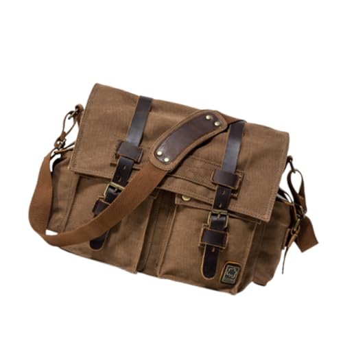 Bolso de hombro para hombre en lona café: ideal para llevar a la playa o usar a diario