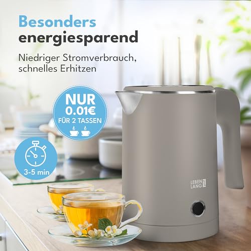 Image of LEBENLANG Small Stainless Steel Travel Kettle - 500ml & BPA Free | 600W Small White Mini Kettle for Travel | Energy Saving & Energy Efficiency | 0.5L