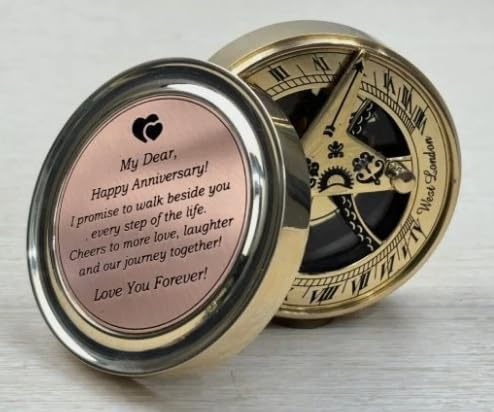 Brújula de Sol Personalizada en Latón Grabada 'My Dear' miniatura 3