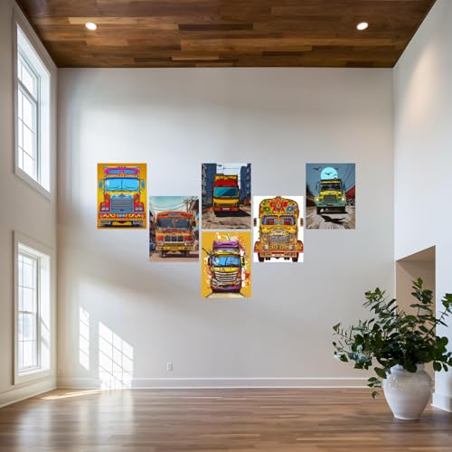 Image of SiddArtify Vibrant Truck Art Print Set - 300GSM Board - 12x18 Inch - Pack of 6 Wall Room Decoration art Poster Prints