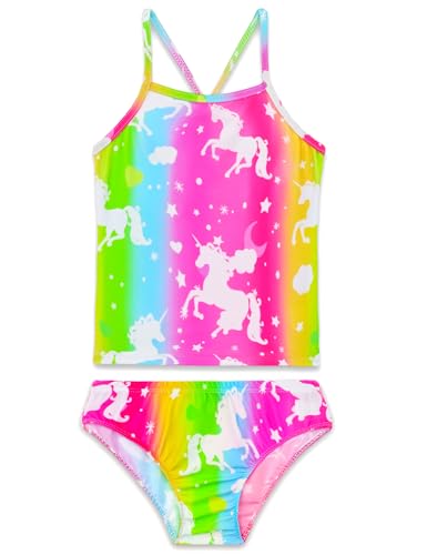 Girl Bathing Suit Size 6-7 Years Old Rainbow 2-Piece Tankini Swimsuit for Summer Beach