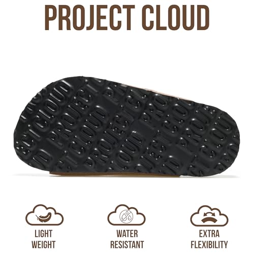 Image of Project Cloud Kids Sandals 100% Genuine Leather - Natural Cork Footbed Non-Slip Slides for Kids - Lightweight Boys & Girls Sandals - Water-Resistant Girls & Boys Sandals