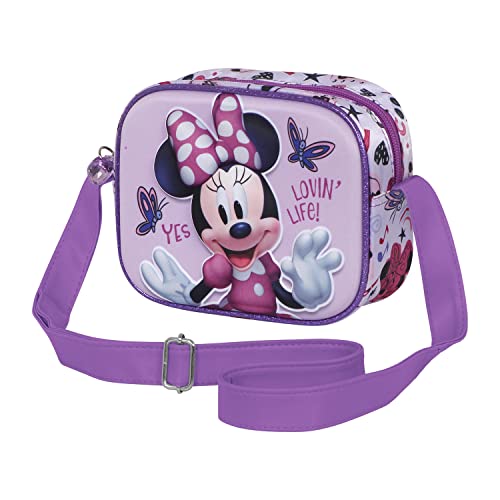 Preisvergleich Produktbild Minnie Maus Butterflies-3D Quadratischer Schultertasche, Lila
