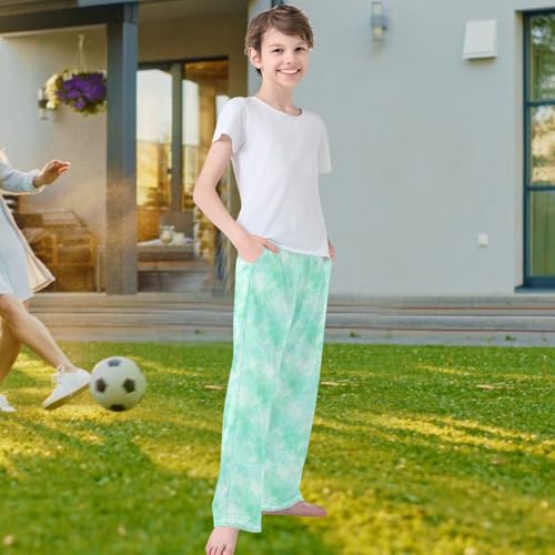 visesunny Boys' Pants Mint Green Tie Dye Jogger Pants Elastic Waist Long Bottoms Trousers with Pockets4