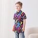 uideazone Little Boys Space Astronaut Button Down Shirts Size 5 Galaxy Graphic Short Sleeve Dress Shirt Novelty Tops 5-6T
