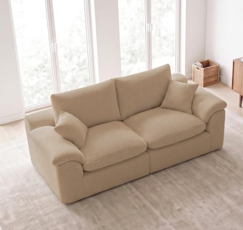 Image of 78 inch Loveseat Sofa, Small Boneless Couch for Living Room, Camel