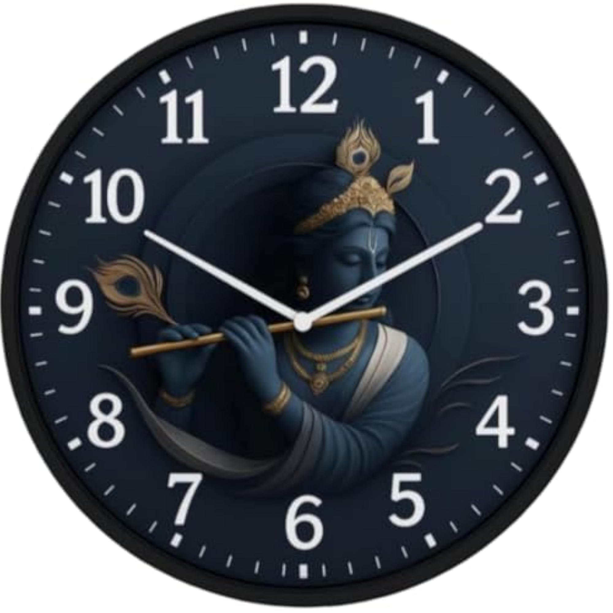 Lord Krishna Spiritual Wall Clock, 10 Inch Silent Analog