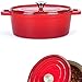 Cazuela ovalada de hierro fundido esmaltada – Olla con tapa para horno – Cazuela de inducción apta para horno – Olla de 4,5 litros – Olla para pan de 29 cm – Rojo