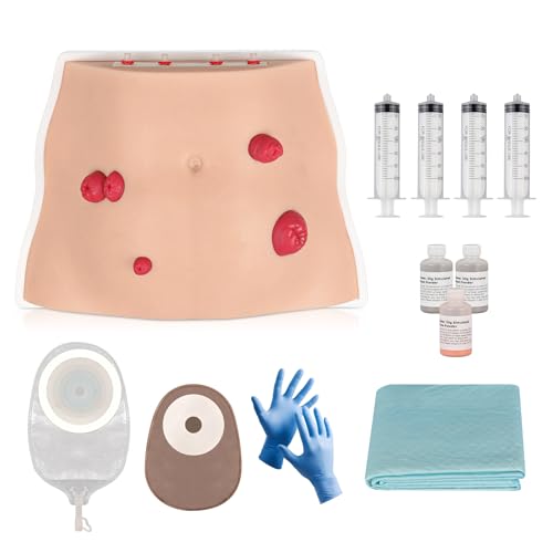 Image of Ostomy Care Trainer Kit, Realistic Abdominal Stoma Model with 4 Stoma Types, Medical Simulation Model for Nursing Students & Patient Care Training