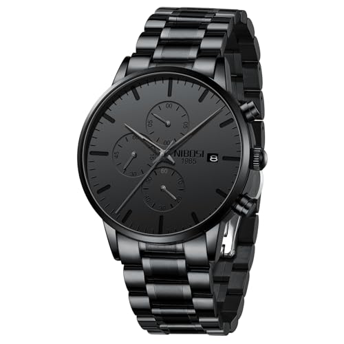 NIBOSI Men's Watches Analog Minimalist Black Dial Business Chronograph Military Casual Wrist Watch...