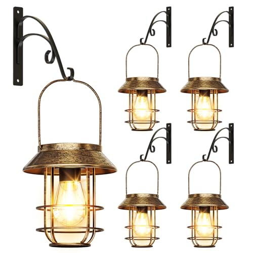 AOUNQ Solar Lanterns Outdoor Waterproof 4 Pack...