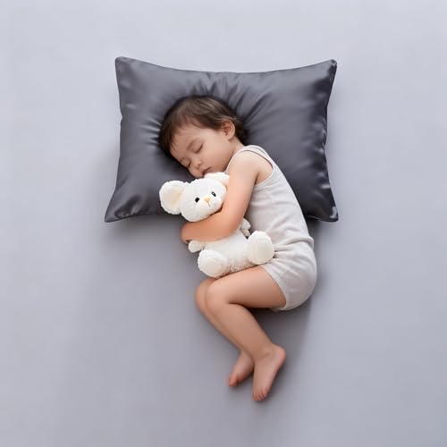 2 Pack Cooling Toddler Pillow Cases,Viscose Derived from Bamboo Small Pillow Protectors Set of 2, 400 TC Soft Silky Breathable Summer Pillow Cover with Zipper Hidden (2PCS, 13‘’x18‘’,Dark Grey)