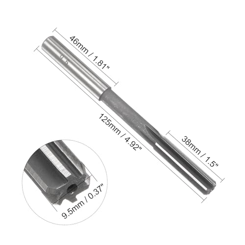 QUARKZMAN Maschine Reibahle 9,5 mm, H7 HSS Drehmaschinen Futterreibahlen mit 6 geraden Schneiden, Runder Schaft Fräswerkzeug, Metrischer Reibahle für Edelstahl-Metallloch