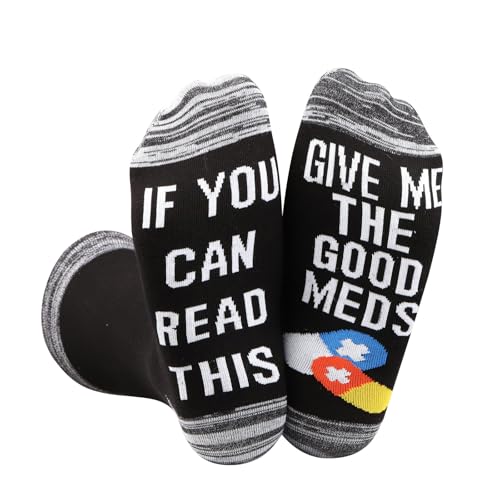 LEVLO Funny Patient Gift Hospital Socks If You Can Read This Give Me The Good Meds Socks Gift for Him or Her