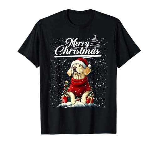 Merry Christmas Labrador Retriever Santa Hat Dog Lovers Xmas T-Shirt