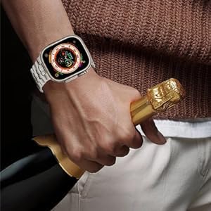 WINGLE Grade 2 Titanium Bands for Apple Watch Band Ultra 4/3/2/1 49mm 46mm 45mm 44mm 42mm Series 12 11 10 9 8 7 6 5 4 SE 3 2 1 Men, 24mm Wide Classy Business Lightweight Rugged Titanium iWatch Bands - image 9