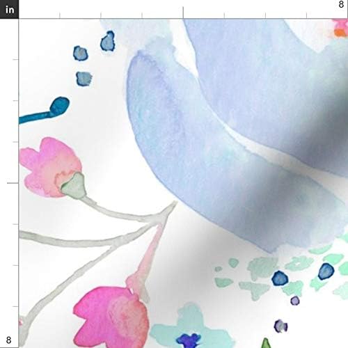 Miniatura 3 de Spoonflower Tela  Rosa Azul Púrpura Botánico Abstracto Botánico de los 90 Retro Floral Color de Agua Impreso en Petal Signature Tela de Algodón por