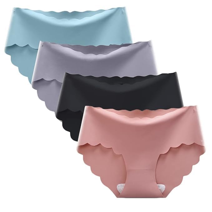 Women's Seamless Panties, Invisible High Waist No Show Ladies Bikini Seamless Laser Cut Ice Silk Stretch Brief Panties, Cotton Underwear Bikini Panty. (in, Alpha, M, Standard, Multicolour)-image-31