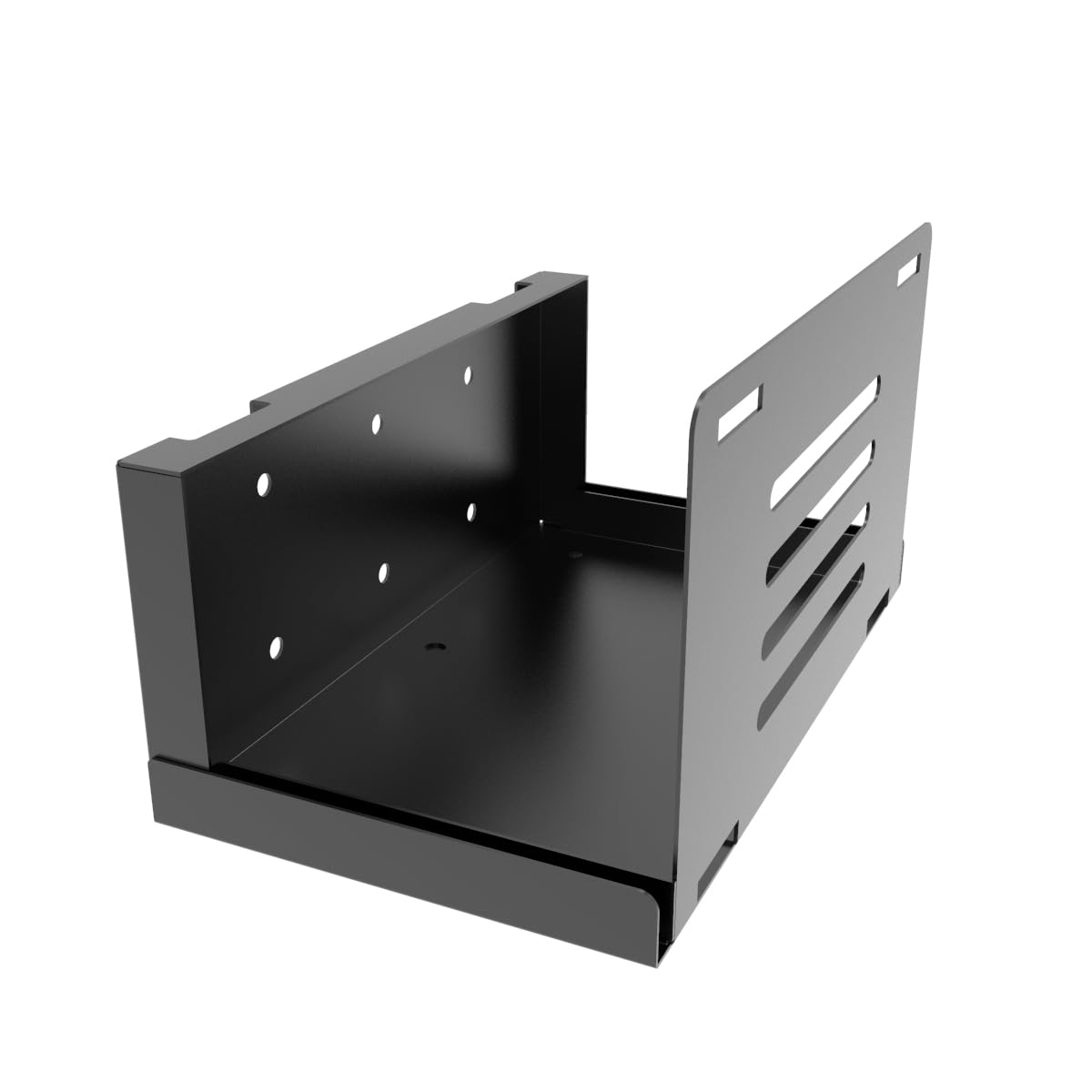 JINGCHENGMEI Wall Mount CPU Holder with Safety Straps- Metal Computer Tower Mounting Bracket for Desktop PC, Adjustable Width 4.8in to 8.3in, Black