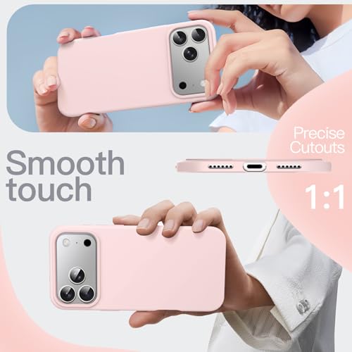 Image of JETech Liquid Silicone Case for iPhone 17 Pro Max 6.9-Inch, Silky Soft Touch Full-Body Protection, Anti-Scratch Shockproof Phone Cover with Microfiber Lining (Light Pink)