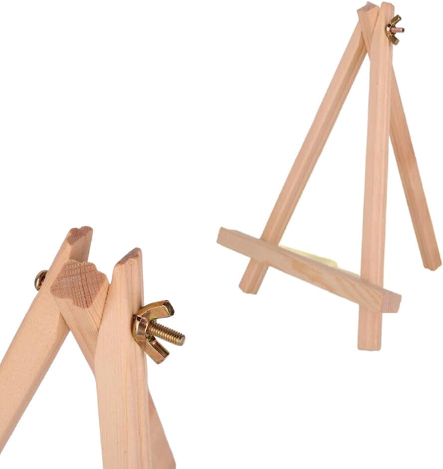 9.45 Inch Adjustable Mini Wood Easels Tabletop Painting Easel Stand for Artist Cards Phone Photos, Portable Triangle Tabletop Canvas Holder for Painting Canvases Display (2 Pack)